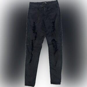 Fashion Nova black high rise distressed jeans sizes 9